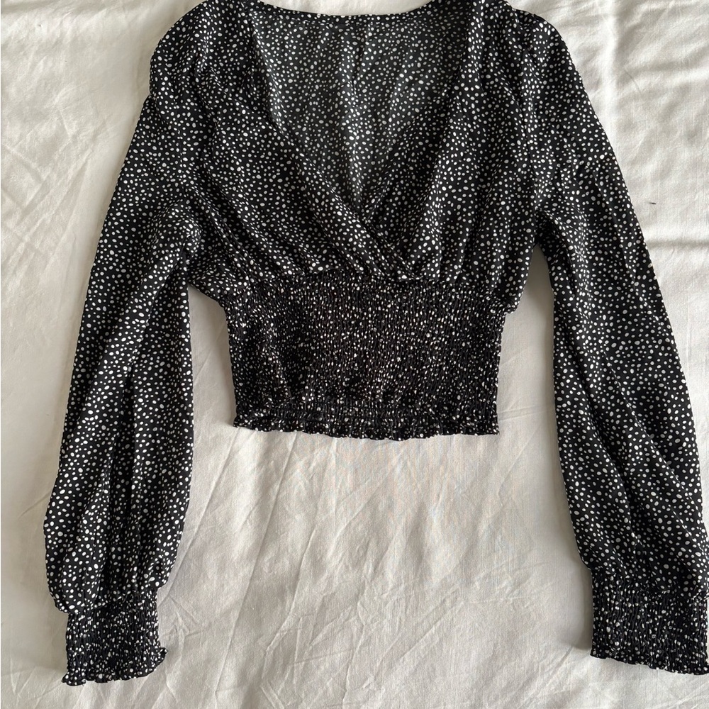 Black and White Polka Dot Women's Top